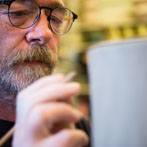 Paul Young making a dovecote in his workshop 2016
